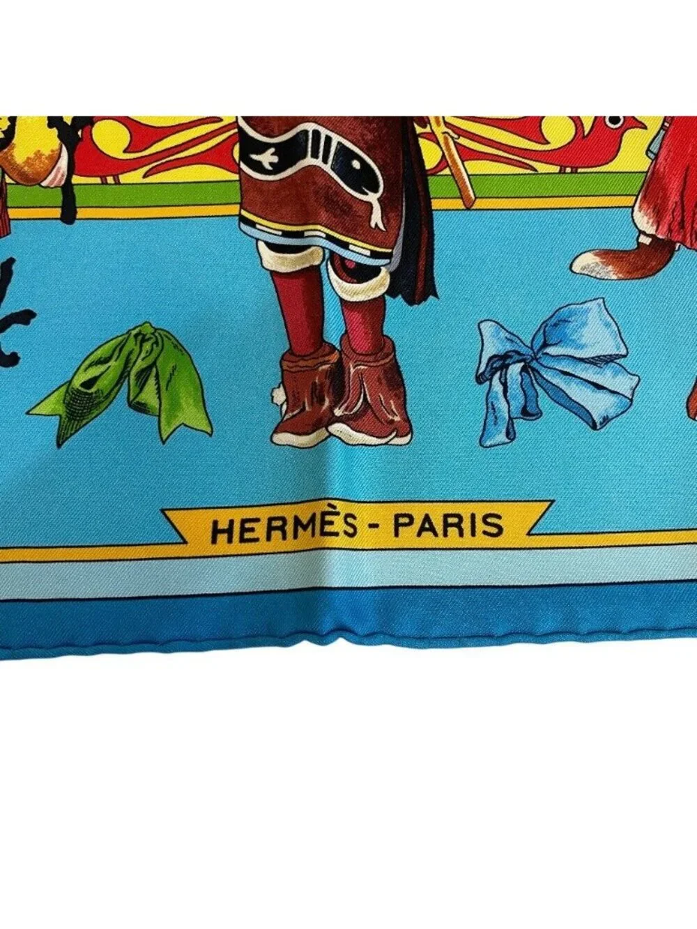 Hermes Kachinas Carre 90 Silk Scarf Blue